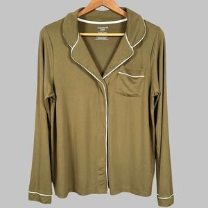 Magnetic Me Pajama Top Womens M Olive Modal Magnetic Front Long Sleeve Lounge